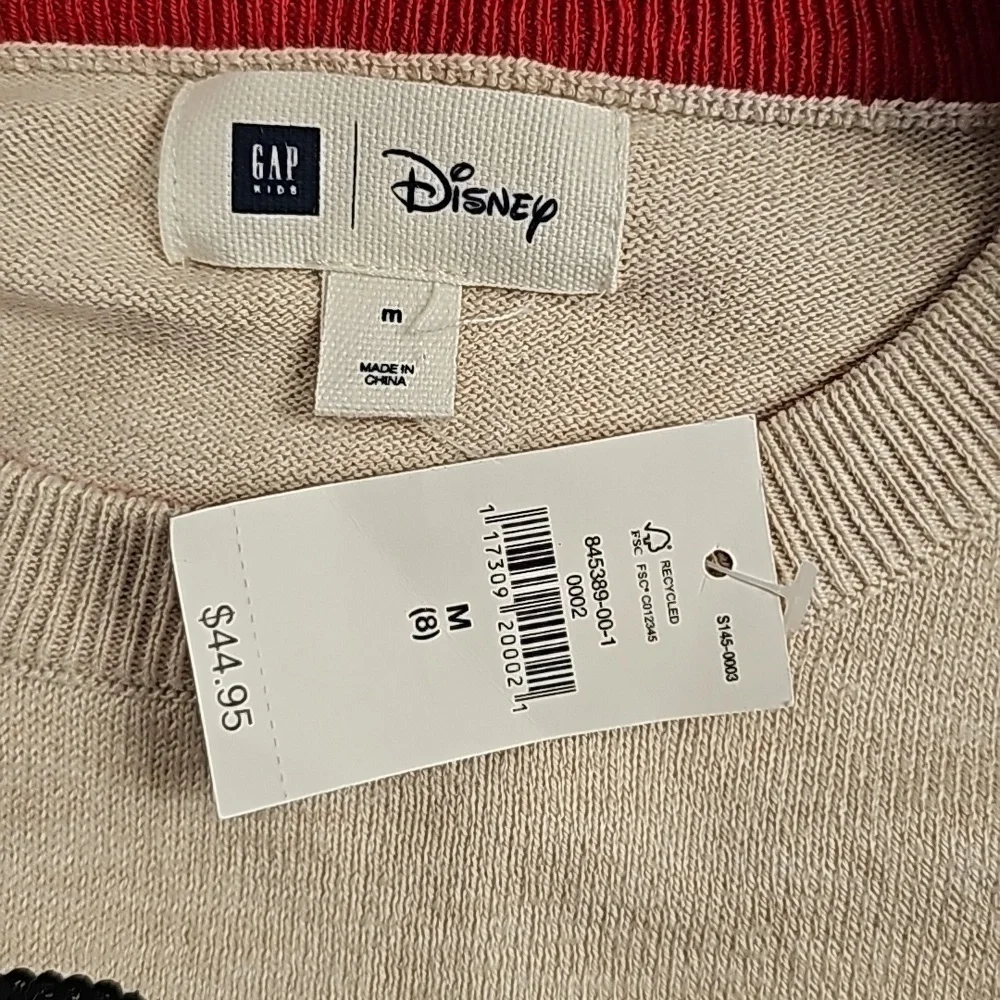 Gap Kids Disney Mickey Mouse Sequin Crewneck Long-Sleeve Sweater - Size Medium